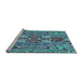 Sideview of Machine Washable Transitional Blue Rug, wshpat3165lblu