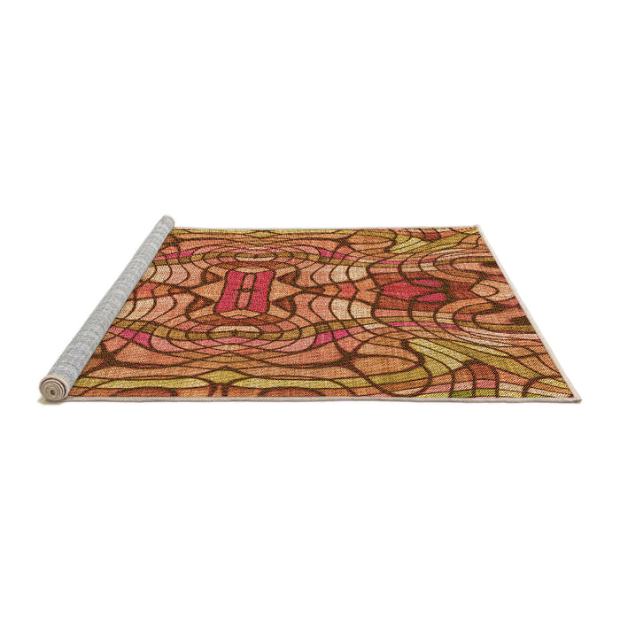 Sideview of Machine Washable Transitional Orange Rug, wshpat3165org