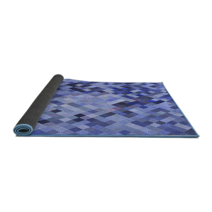 Thickness of Patterned Denim Blue Rug, pat3168blu