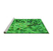 Sideview of Machine Washable Transitional Neon Green Rug, wshpat3168grn