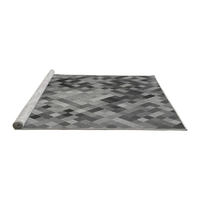 Sideview of Machine Washable Transitional Grey Gray Rug, wshpat3168gry