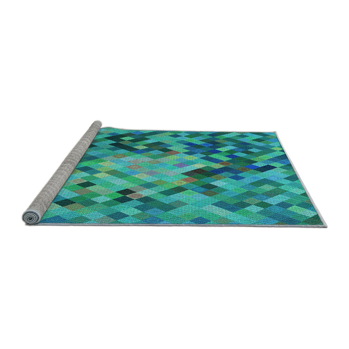 Sideview of Machine Washable Transitional Dark Cyan Green Rug, wshpat3168lblu