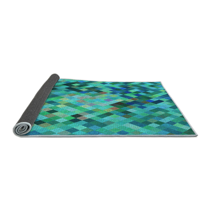 Thickness of Patterned Dark Cyan Green Rug, pat3168lblu