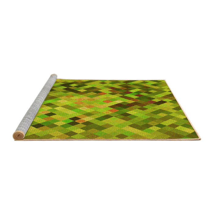 Sideview of Machine Washable Transitional Olive Green Rug, wshpat3168yw