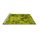 Sideview of Machine Washable Transitional Olive Green Rug, wshpat3168yw