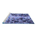 Sideview of Machine Washable Transitional Sky Blue Rug, wshpat3169blu