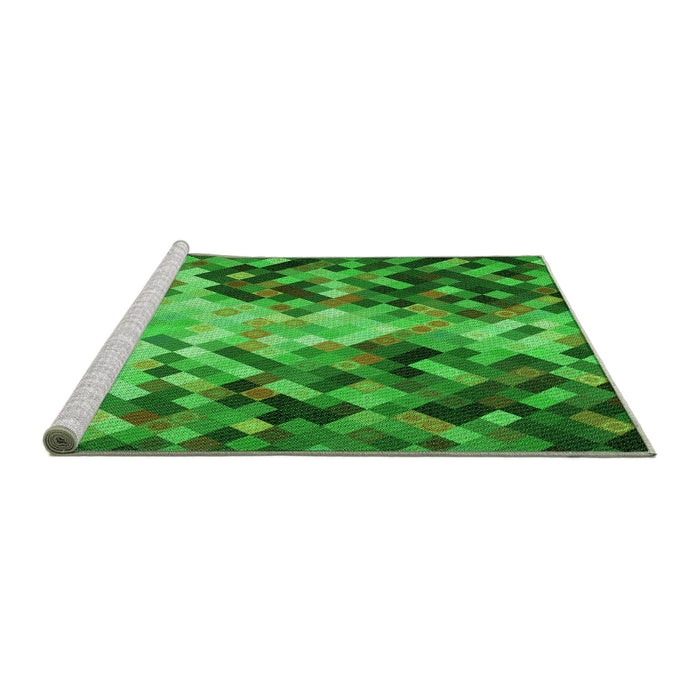 Sideview of Machine Washable Transitional Green Rug, wshpat3169grn