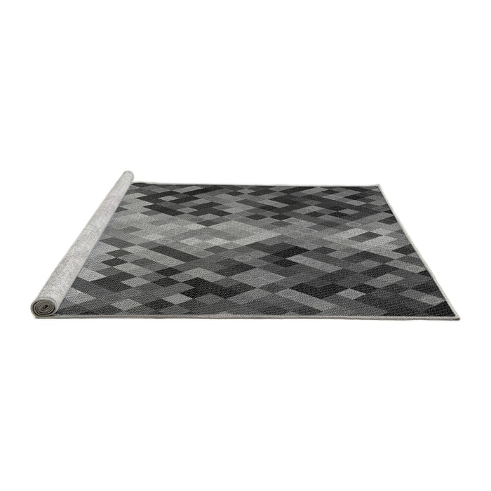 Sideview of Machine Washable Transitional Gunmetal Gray Rug, wshpat3169gry