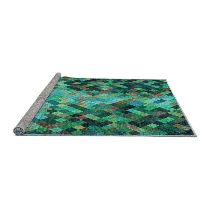 Sideview of Machine Washable Transitional Deep-Sea Green Rug, wshpat3169lblu
