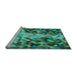 Sideview of Machine Washable Transitional Deep-Sea Green Rug, wshpat3169lblu