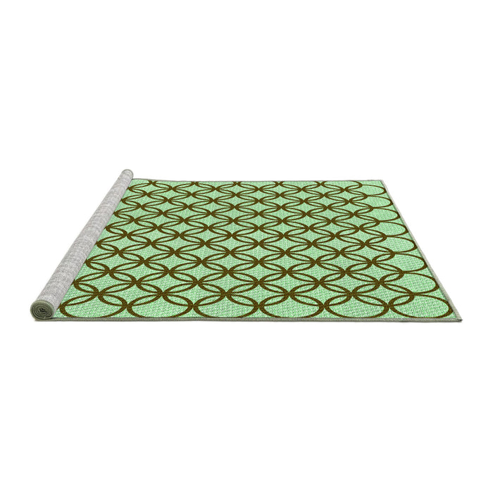 Sideview of Machine Washable Transitional Fern Green Rug, wshpat317grn