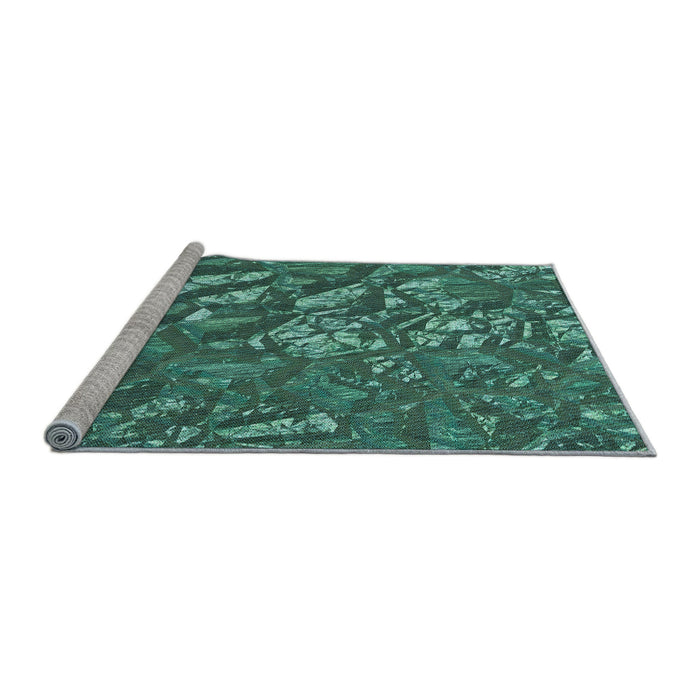 Sideview of Machine Washable Transitional Deep-Sea Green Rug, wshpat3170lblu