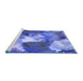 Sideview of Machine Washable Transitional Blue Rug, wshpat3171blu