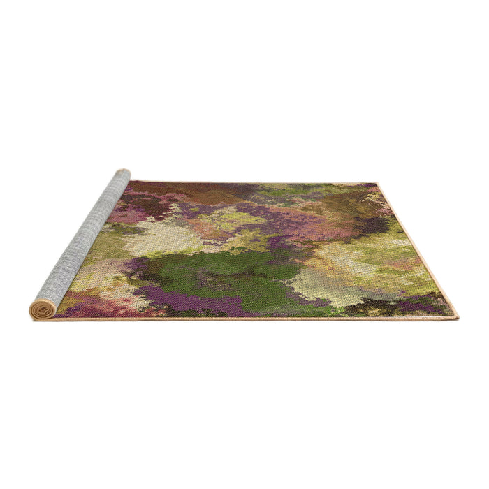 Sideview of Machine Washable Transitional Golden Gold Rug, wshpat3171brn