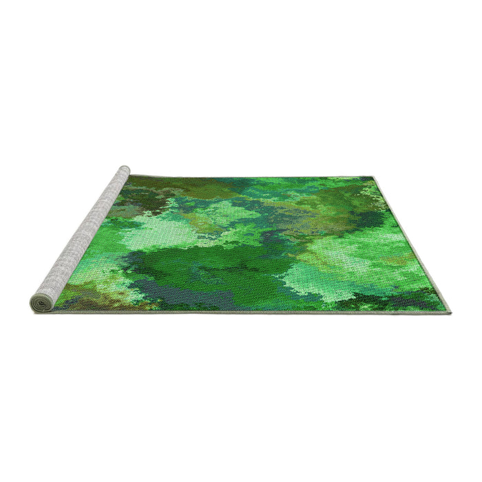 Sideview of Machine Washable Transitional Forest Green Rug, wshpat3171grn