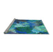 Sideview of Machine Washable Transitional Blue Rug, wshpat3171lblu