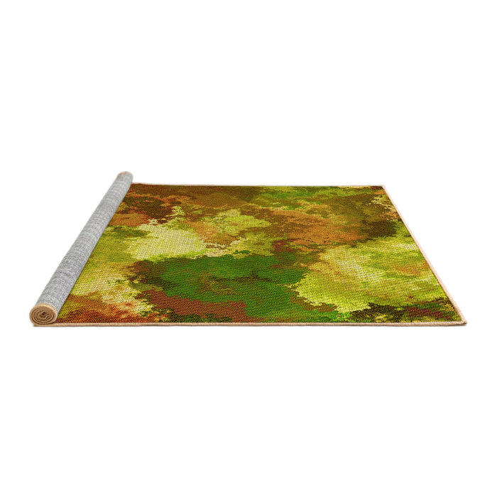 Sideview of Machine Washable Transitional Golden Brown Yellow Rug, wshpat3171yw