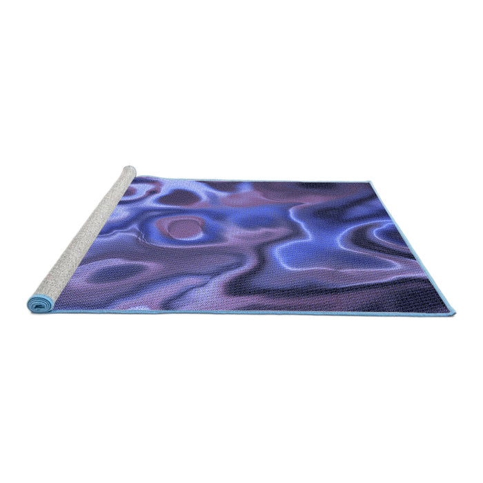 Sideview of Machine Washable Transitional Light Slate Blue Rug, wshpat3172blu