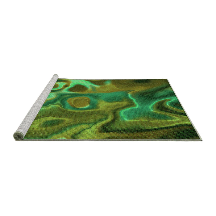 Sideview of Machine Washable Transitional Dark Forest Green Rug, wshpat3172grn
