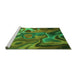 Sideview of Machine Washable Transitional Dark Forest Green Rug, wshpat3172grn