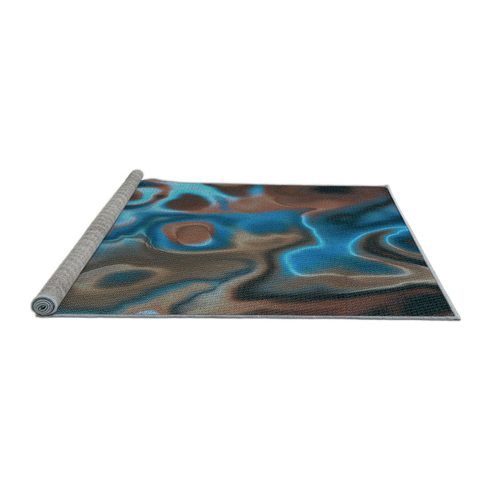 Sideview of Machine Washable Transitional Glacial Blue Ice Blue Rug, wshpat3172lblu