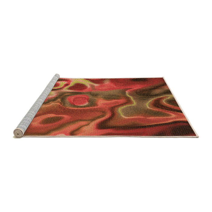 Sideview of Machine Washable Transitional Tomato Red Rug, wshpat3172org
