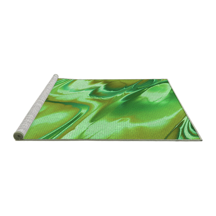 Sideview of Machine Washable Transitional Emerald Green Rug, wshpat3173grn