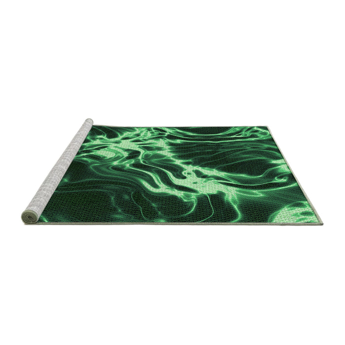 Sideview of Machine Washable Transitional Dark Forest Green Rug, wshpat3174grn