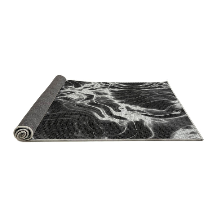 Thickness of Patterned Charcoal Black Rug, pat3174gry
