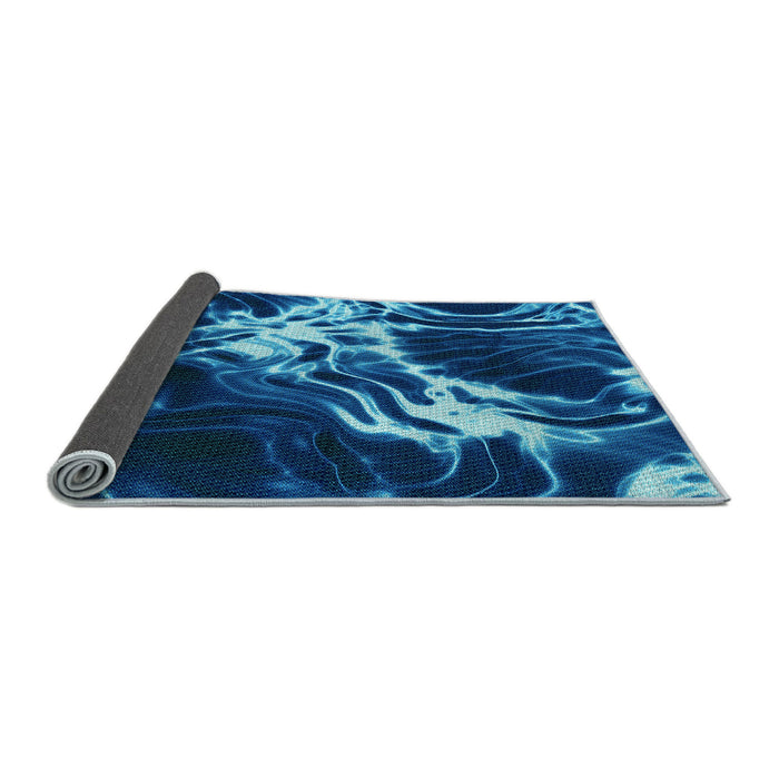 Thickness of Patterned Denim Dark Blue Rug, pat3174lblu