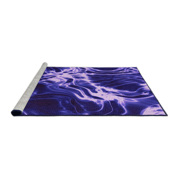 Sideview of Machine Washable Transitional Cobalt Blue Rug, wshpat3174pur