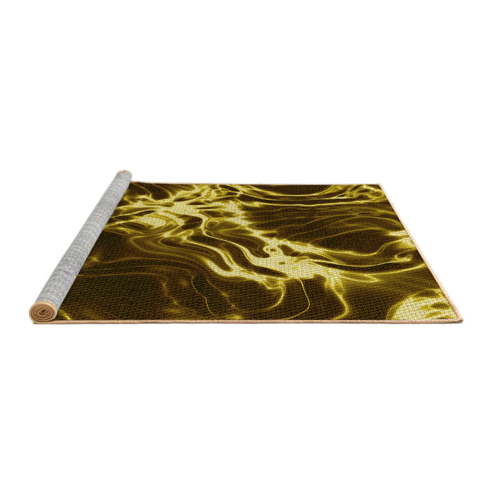 Sideview of Machine Washable Transitional Caramel Brown Rug, wshpat3174yw