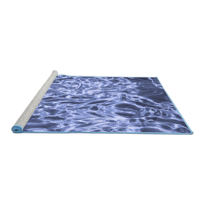 Sideview of Machine Washable Transitional Sky Blue Rug, wshpat3175blu