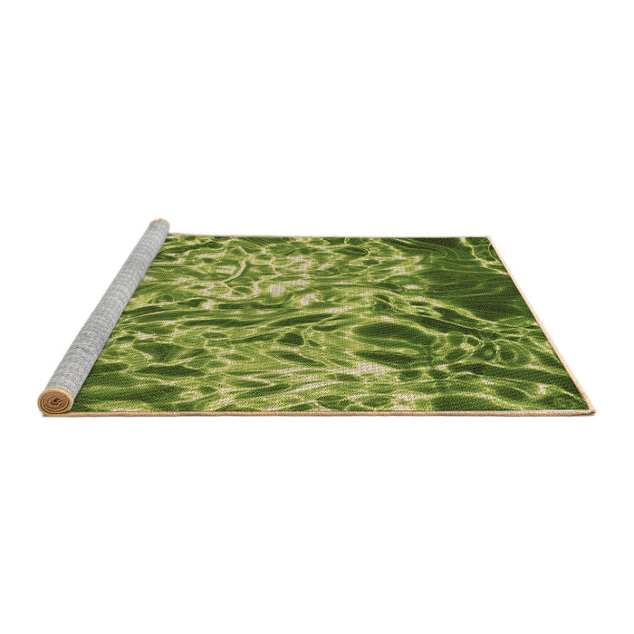 Sideview of Machine Washable Transitional Green Rug, wshpat3175brn