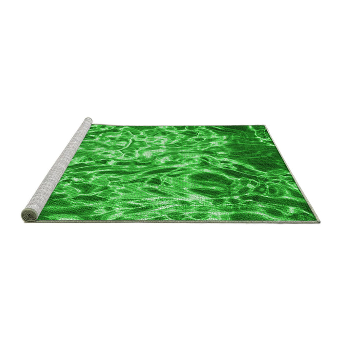 Sideview of Machine Washable Transitional Green Rug, wshpat3175grn