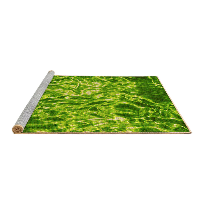 Sideview of Machine Washable Transitional Forest Green Rug, wshpat3175yw