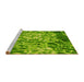 Sideview of Machine Washable Transitional Forest Green Rug, wshpat3175yw