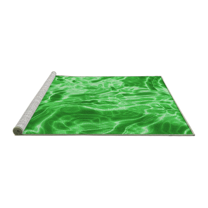 Sideview of Machine Washable Transitional Neon Green Rug, wshpat3176grn