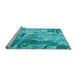 Sideview of Machine Washable Transitional Bright Cyan Blue Rug, wshpat3176lblu