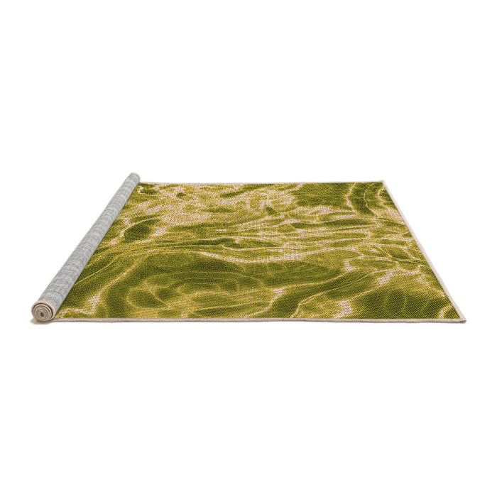 Sideview of Machine Washable Transitional Dark Yellow Green Rug, wshpat3176org