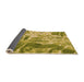 Thickness of Patterned Dark Yellow Green Rug, pat3176org