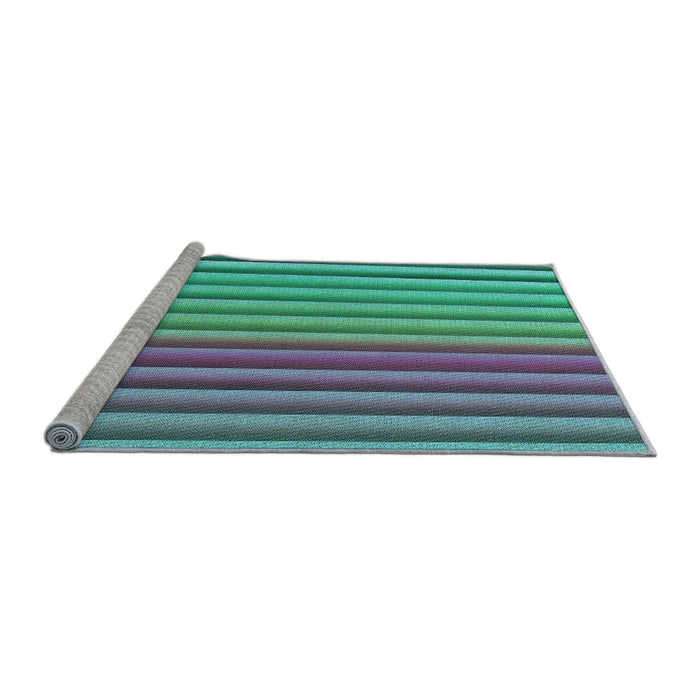 Sideview of Machine Washable Transitional Dark Turquoise Green Rug, wshpat3177lblu