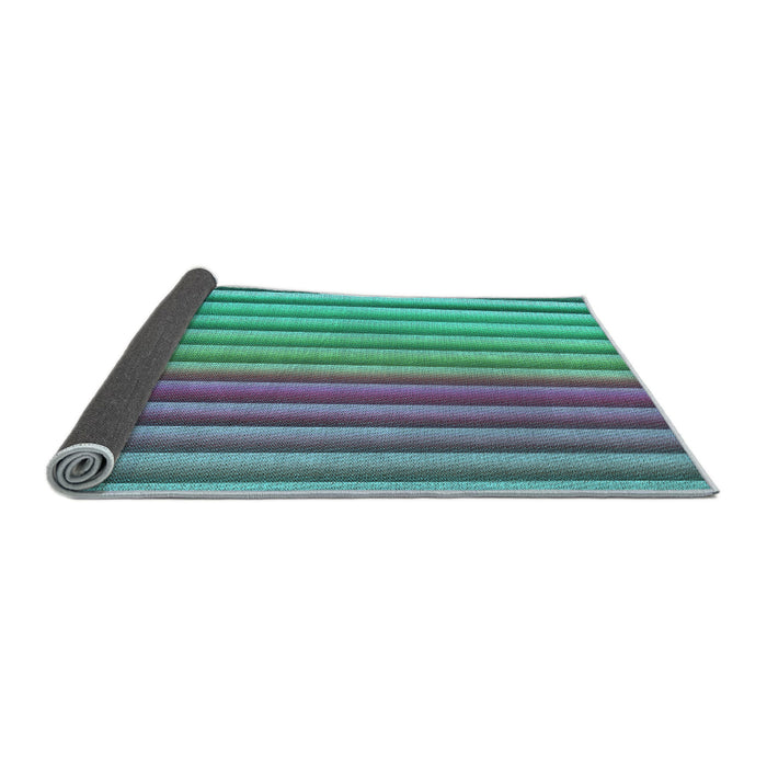 Thickness of Patterned Dark Turquoise Green Rug, pat3177lblu