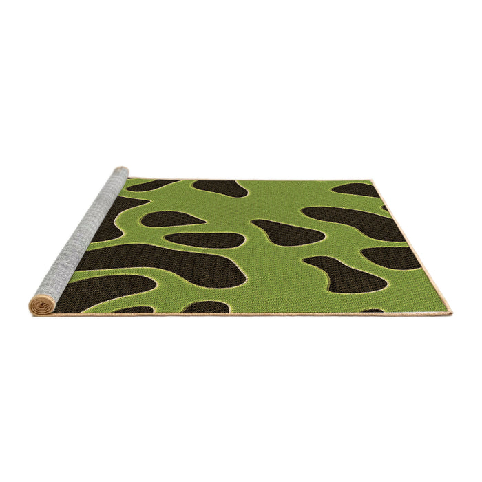 Sideview of Machine Washable Transitional Pistachio Green Rug, wshpat3178brn