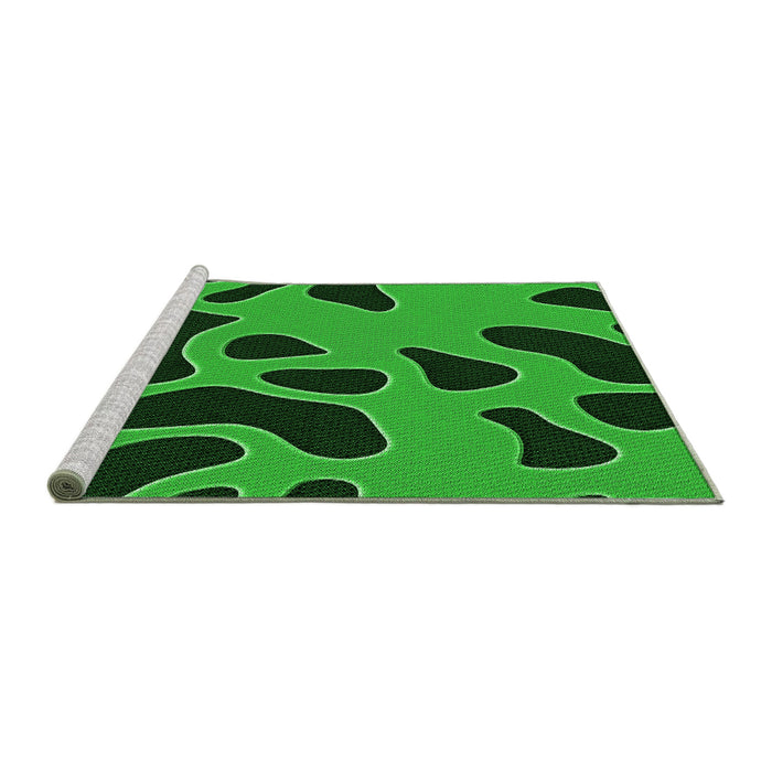 Sideview of Machine Washable Transitional Deep Emerald Green Rug, wshpat3178grn