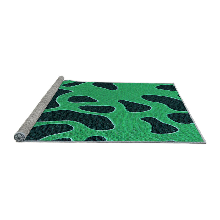 Sideview of Machine Washable Transitional Spring Green Rug, wshpat3178lblu
