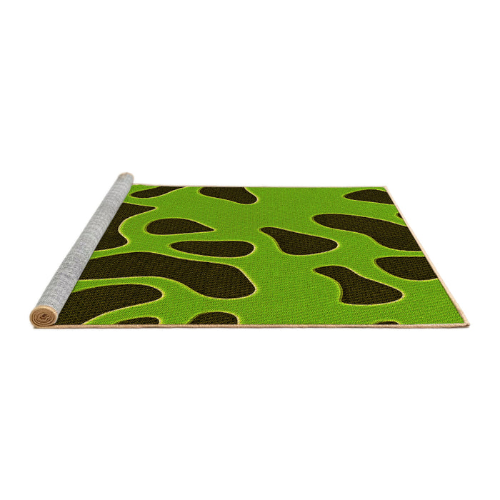 Sideview of Machine Washable Transitional Green Rug, wshpat3178yw