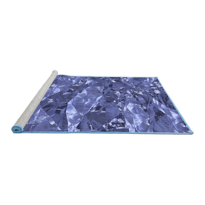 Sideview of Machine Washable Transitional Sky Blue Rug, wshpat3179blu