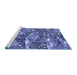 Sideview of Machine Washable Transitional Sky Blue Rug, wshpat3179blu