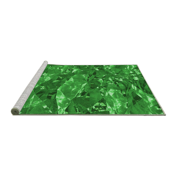 Sideview of Machine Washable Transitional Green Rug, wshpat3179grn